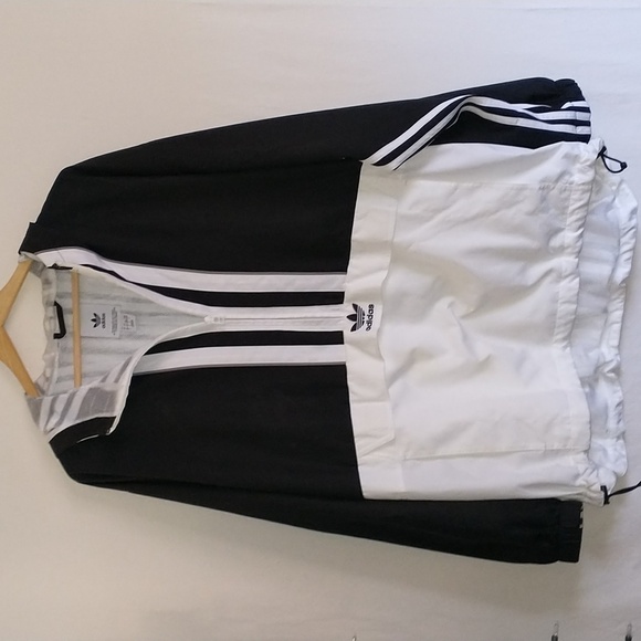 Adidas Pullover Hoodie Jacket Outerwear Mens Black and White Size Large - Picture 2 of 12